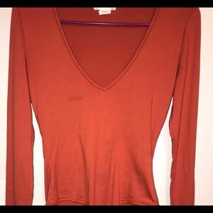 Dark coral long sleeve onesie